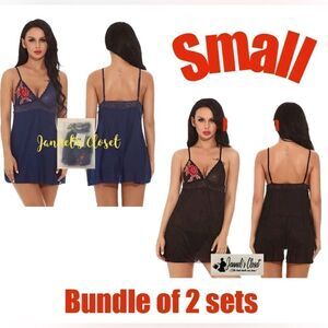 New Boutique Lingerie for Women Sexy Lace Sleepwear Chemise Nightgown set of 2
